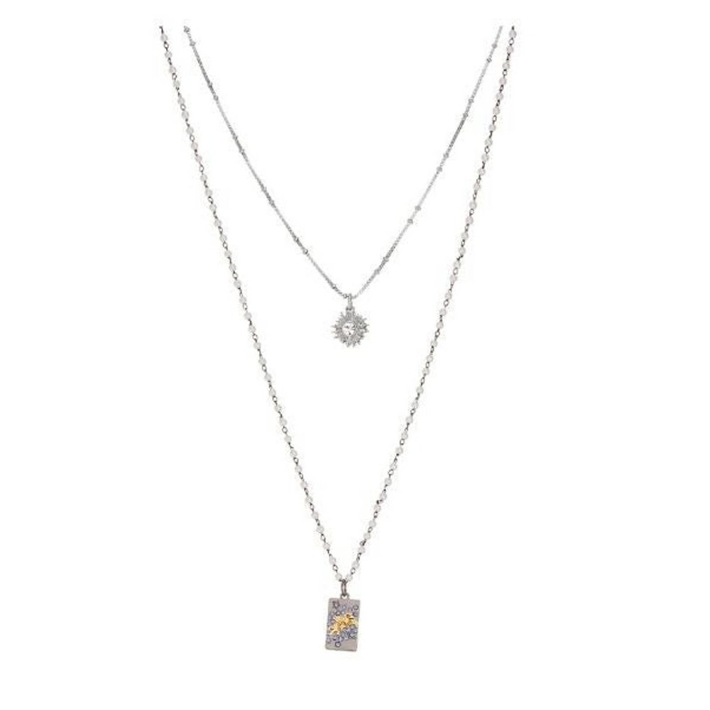 Necklace simply Vera Vera Wang Pegasus  & sun silver toned layered necklace